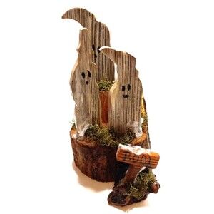 3 Ghosts Handmade Halloween Sitter Centerpiece Boo Spooky Cobwebs